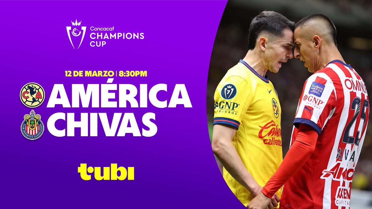 🦅🐐 ¡Noche de Clásico Nacional en Tubi! Club América vs CHIVAS, ¿quién avanzará? Hoy a las 8:30PM, disfruta la Copa de Campeones Concacaf SIN COSTO y en exclusiva en Tubi.