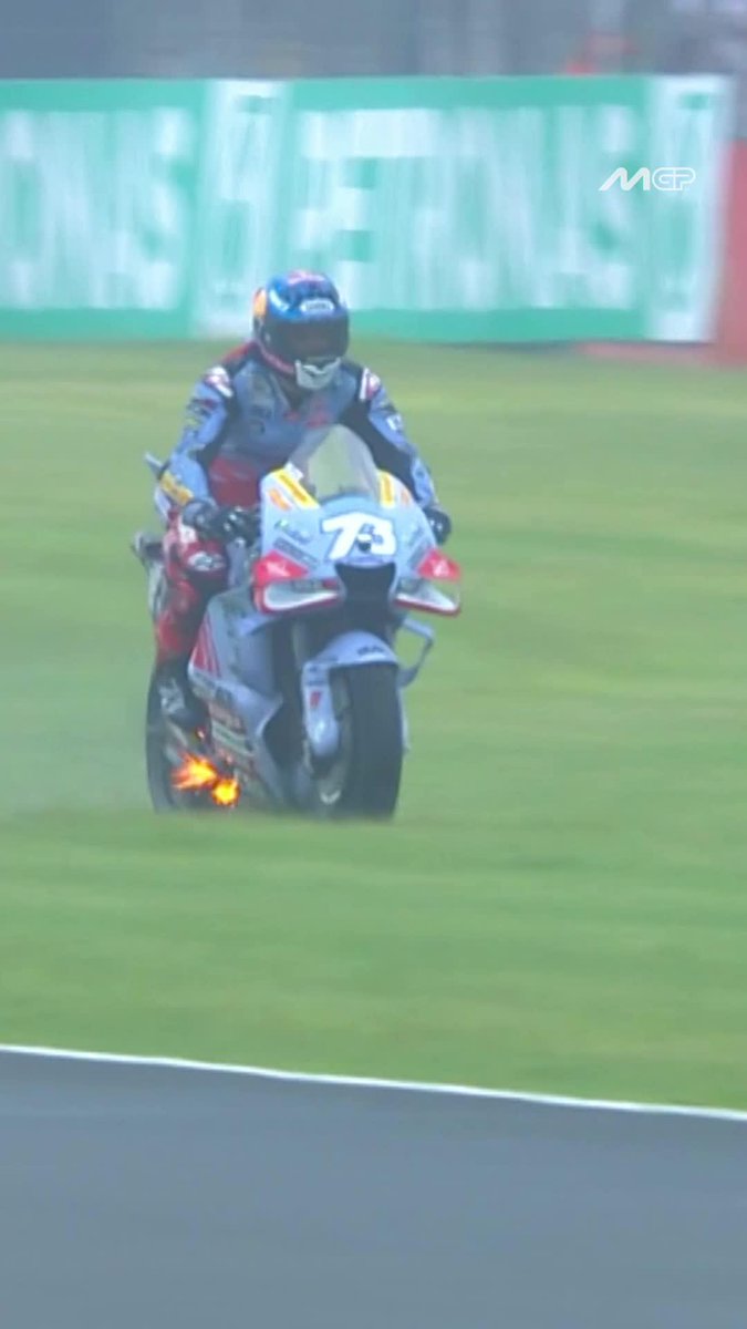 Crash & bike on fire in Q1 + tyre gamble in tricky conditions in Q2 = Alex Márquez maiden #MotoGP pole 💥🔥🌧️😎 #ArgentinaGP 🇦🇷