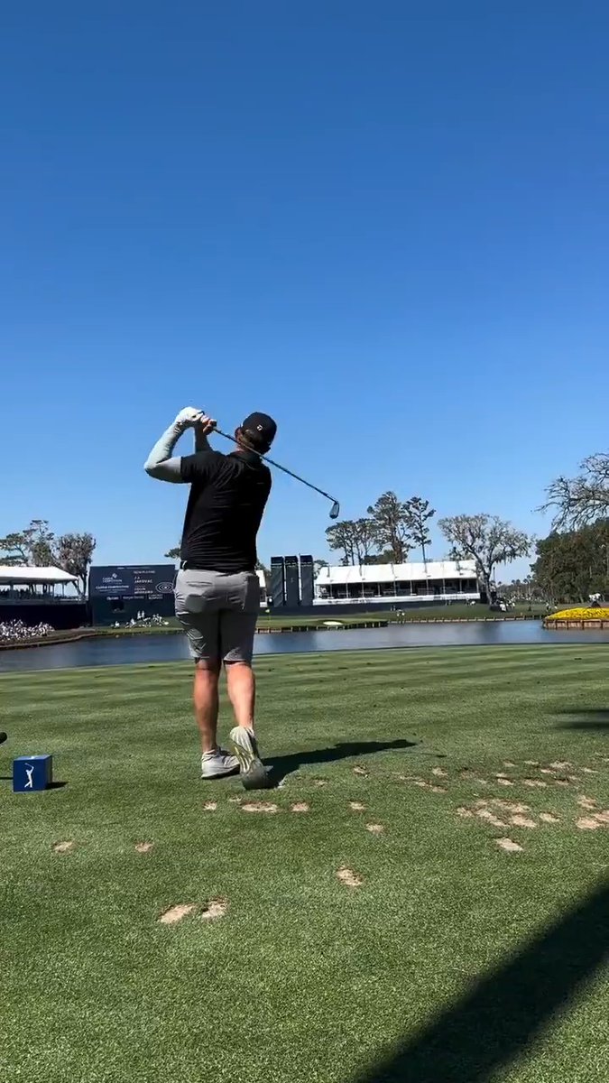 Collin Morikawa's caddie JJ Jakovac just ACED the 17th at Sawgrass! 🤯 (📹: Collin Morikawa)