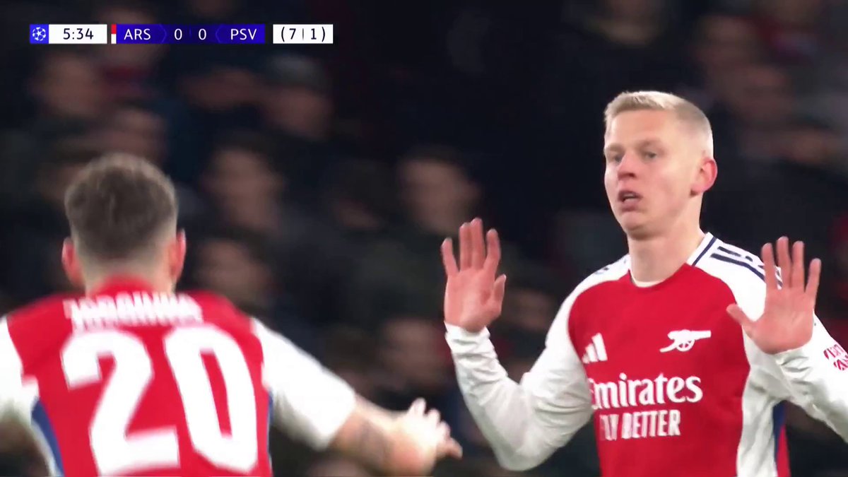 What a way for Arsenal to start the second leg 🚀 Oleksandr Zinchenko with a sumptuous strike against his former side PSV 💫 📺 TNT Sports &amp; discovery+ UK