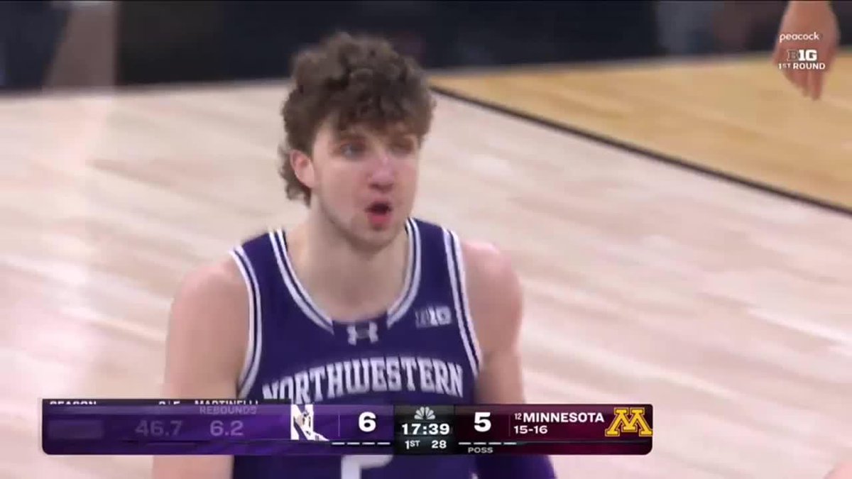 Nick Martinelli was good for 28 points in Northwestern Basketball's #B1GMBBT win over Minnesota 🙌