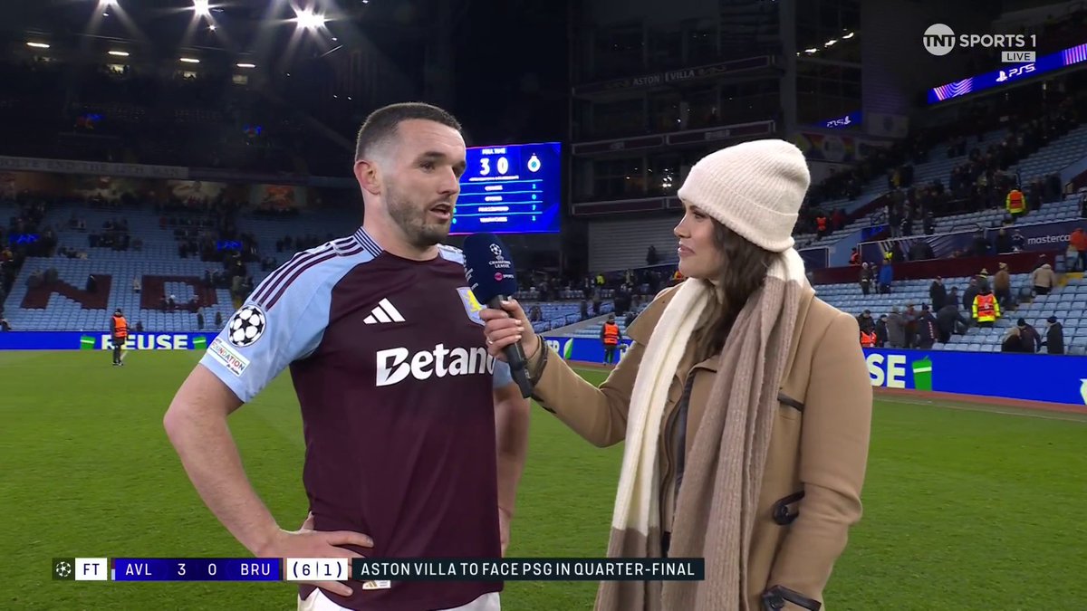 "It's been a lot of years of hard work" John McGinn was in the Championship with Aston Villa, he'll now play in the Champions League Quarter-Finals with them 📈 🎙Becky Ives | 📺 TNT Sports &amp; discovery+ UK