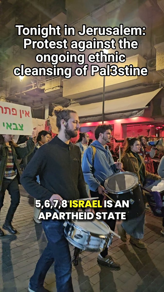 Protesters in Jerusalem are demanding: Restore humanitarian aid to Gaza and end the occupation, ethnic cleansing, and genocide. @freejerusalem1