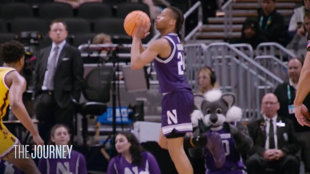 OK, K.J. 😲 The Journey gave K.J. Windham's wild 3-pointer the slo-mo treatment 👇 #B1GMBBT x Northwestern Basketball