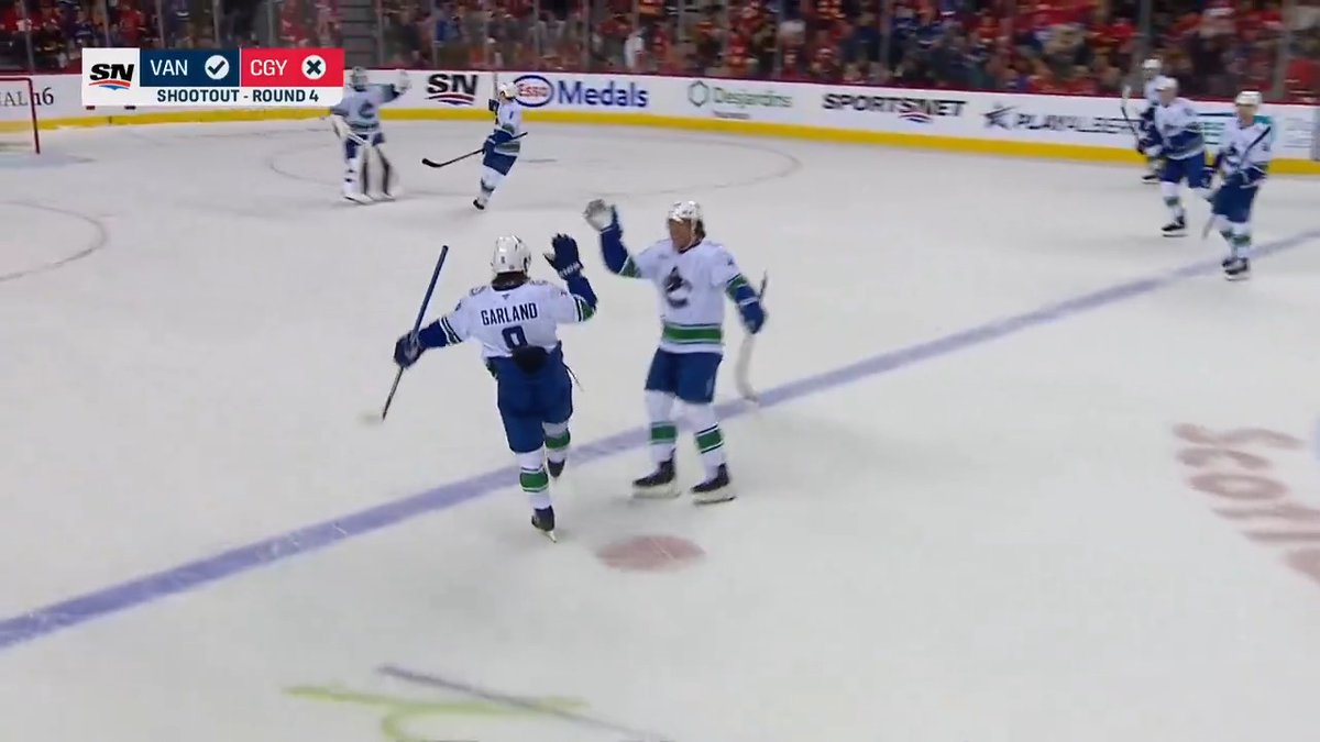 CONOR GARLAND. SHOOTOUT WINNER. GAME OVER.