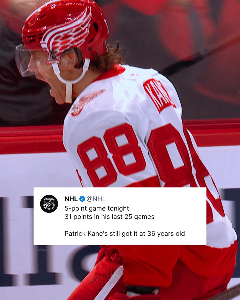 The first Detroit Red Wings player to record a five-point game in nearly six years... Patrick Kane is so Showtime. 🤩