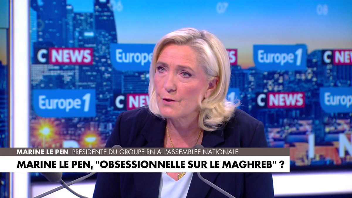 Accusée d’être «obsessionnelle sur le Maghreb» par Gérald Darmanin, Marine Le Pen, députée RN, répond : «Le fondamentalisme islamiste est un danger absolument majeur pour notre pays», dans #LaGrandeInterview