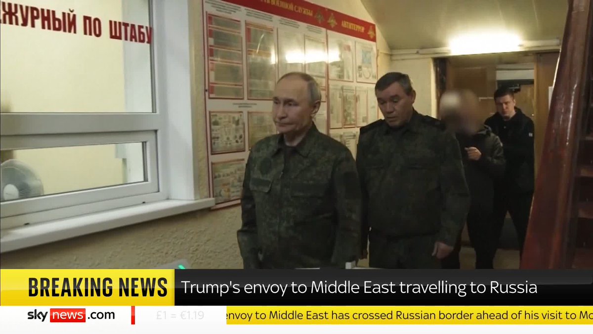 BREAKING: The plane carrying the US envoy to the Middle East, Steve Witkoff, has crossed into Russian airspace ahead of his visit to Moscow 📺 Sky 501, Virgin 602, Freeview 233 and YouTube