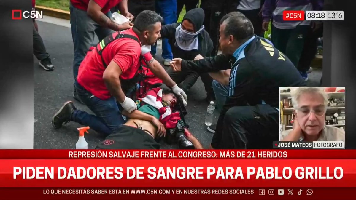 El testimonio de José Mateos, el fotógrafo que sacó la foto de Pablo Grillo en el momento que fue herido 💬 "Cuando vi la situación, enseguida supe de la gravedad de lo que estaba sucediendo" 💬 "En el momento me pegó mal" 📲 Seguí #C5N EN VIVO por 👉
