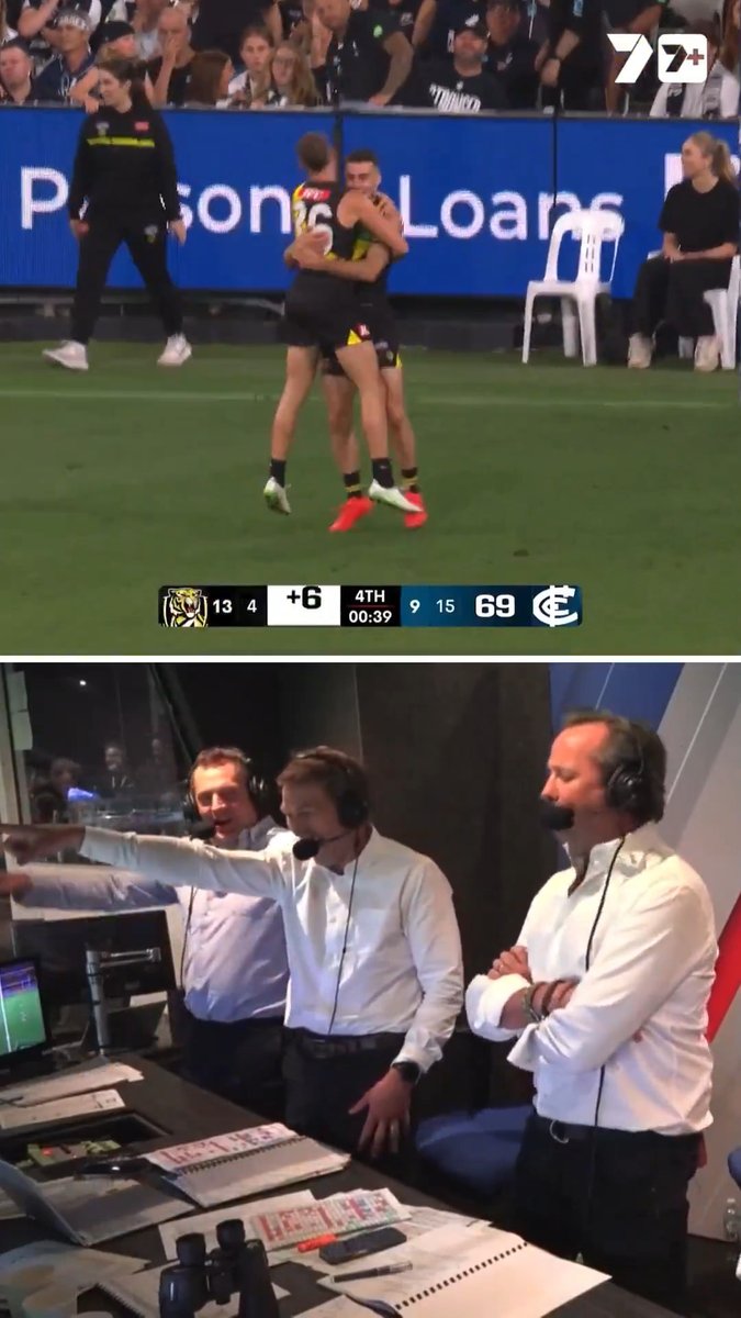 The Seth Campbell cartwheel and back flip went over a treat in the commentary box! #AFLTigersBlues