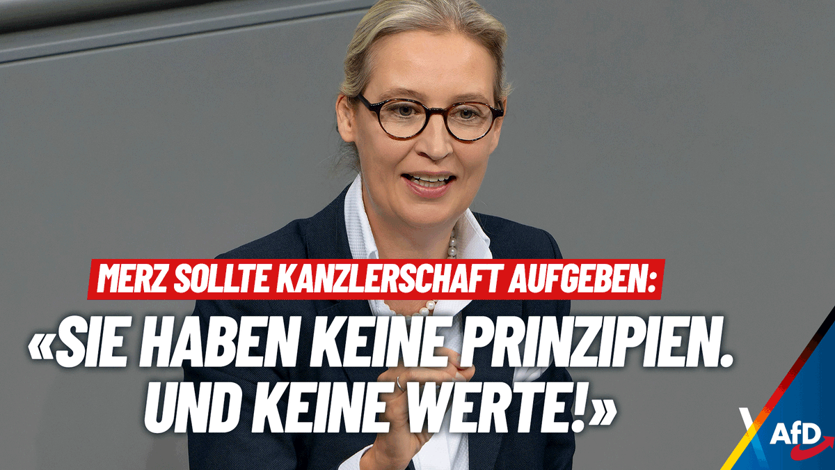 "Erweisen Sie diesem Land einen Dienst, Herr #Merz. Geben Sie auf, Kanzler werden zu wollen, denn Sie können es nicht. In diesem Punkt hatte Angela Merkel recht! Ihre Zeit ist abgelaufen, bevor sie begonnen hat. Die Union sollte sich von Ihnen trennen, zum Wohle unseres Landes, und zum Wohle Ihrer eigenen Partei. Denn Sie können es nicht. Warum? Weil Sie keine Prinzipien haben und keine Werte." #Bundestag
