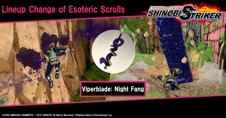 📜 Esoteric Scrolls Lineup Update 📜 New items are now available in the latest Esoteric Scrolls update! #NTBSS ●Viperblade: Night Fang ●The Masked Man Outfit (ROAD TO NINJA) (For Man) ●The Masked Man Outfit (ROAD TO NINJA) (For Woman) ●Yagura's Club