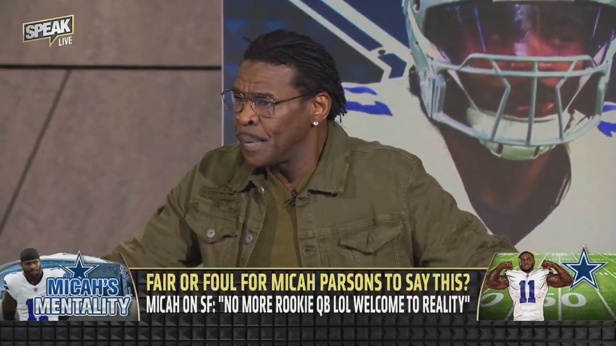 Michael Irvin on Micah Parsons taking shots at the 49ers QB and free agency situation this week: "You couldn't beat them on the football field so don't come here and start throwing things out now... I'd rather you not say that." 🎥: Speak
