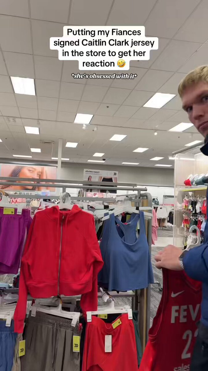He put his fiancés’ signed Caitlin Clark jersey “for sale” in the store and her reaction is priceless 😂 🎥 Hunna & Lib on TikTok