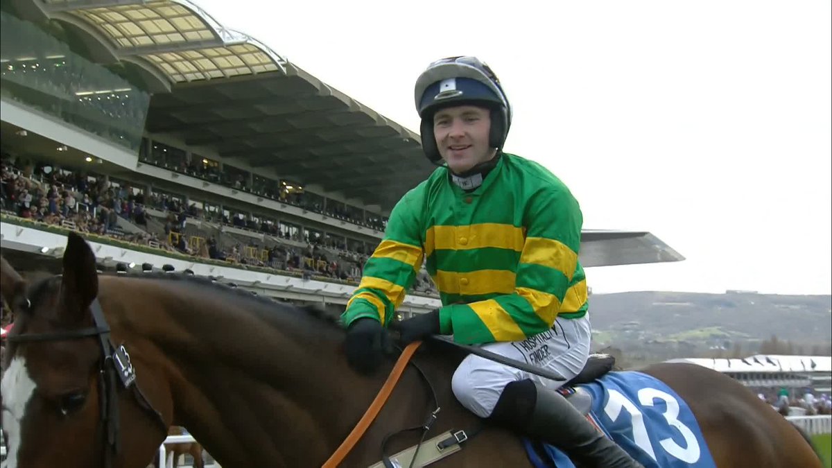 Jonjo O’Niell Jr wearing Michael O’Sullivan’s Cork flag for luck! 💚 #CheltenhamFestival🏆