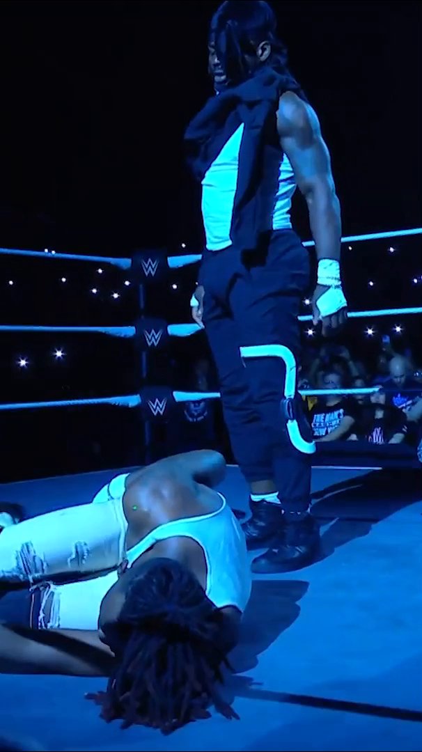 Chaos and destruction. Je’Von Evans had no time to celebrate his big victory at #WWERoadblock 😱 #WWENXT