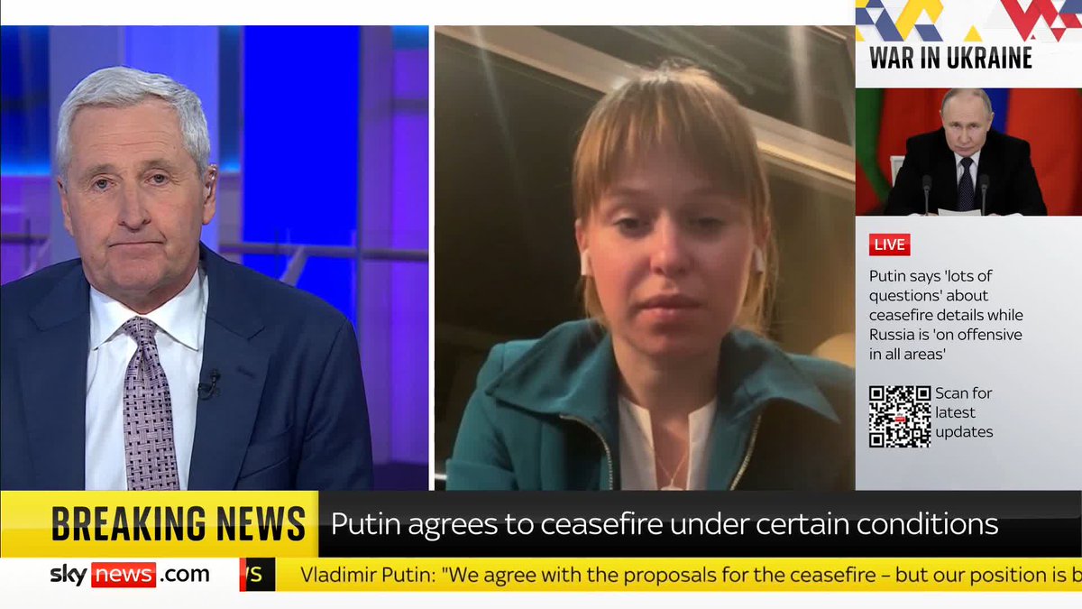 'I fear that Trump may be naive about Putin because he believes that Putin is a friend of his.' Ukrainian MP Lisa Yasko speaks to Sky News following Trump saying that Putin's comments on the US ceasefire plan are "promising" but incomplete. 📺 Sky 501