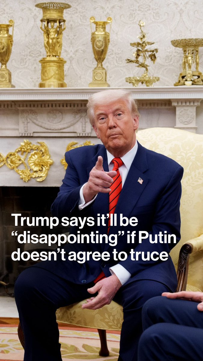 President Trump said serious talks are being held with Vladimir Putin about ending the war in Ukraine. "It'll be a very disappointing moment for the world" if Russia doesn't agree to the truce, he said