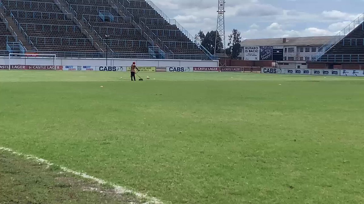 Machine being used to cut lawn at Rufaro Stadium by the Harare City Council on Thursday morning ahead of two Premier Soccer League matches lined up for this coming weekend. The Mbare based ceremonial home of football will host Scottland and Ngezi Platinum Stars on Friday and Dynamos versus Telone on Saturday. This is amid claims by Harare City Council Mayor Jacob Mafume that renovations at the stadium costed over One Million United States dollars. Ironically, Harare City Council's spokesperson Stanley Gama also compared the problems at Rufaro Stadium to those that are being experienced at Manchester United's homeground Old Trafford. Should Rufaro Stadium continue hosting PSL matches? Won't its uneven turf cause serious or career threatening injuries to players, affecting their future?