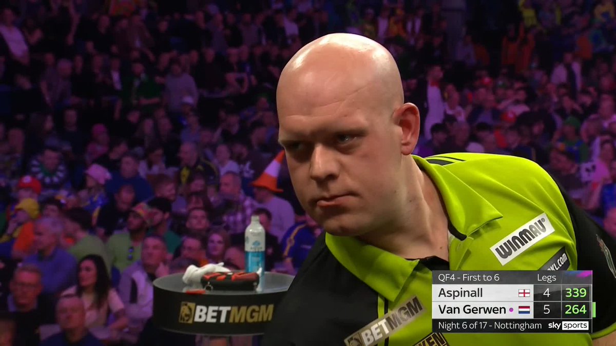 VAN GERWEN INTO THE SEMI-FINALS! Michael van Gerwen sees off a frustrated Nathan Aspinall 6-4 to set up a Semi-Final clash with Gerwyn Price. 📺 #PLDarts25