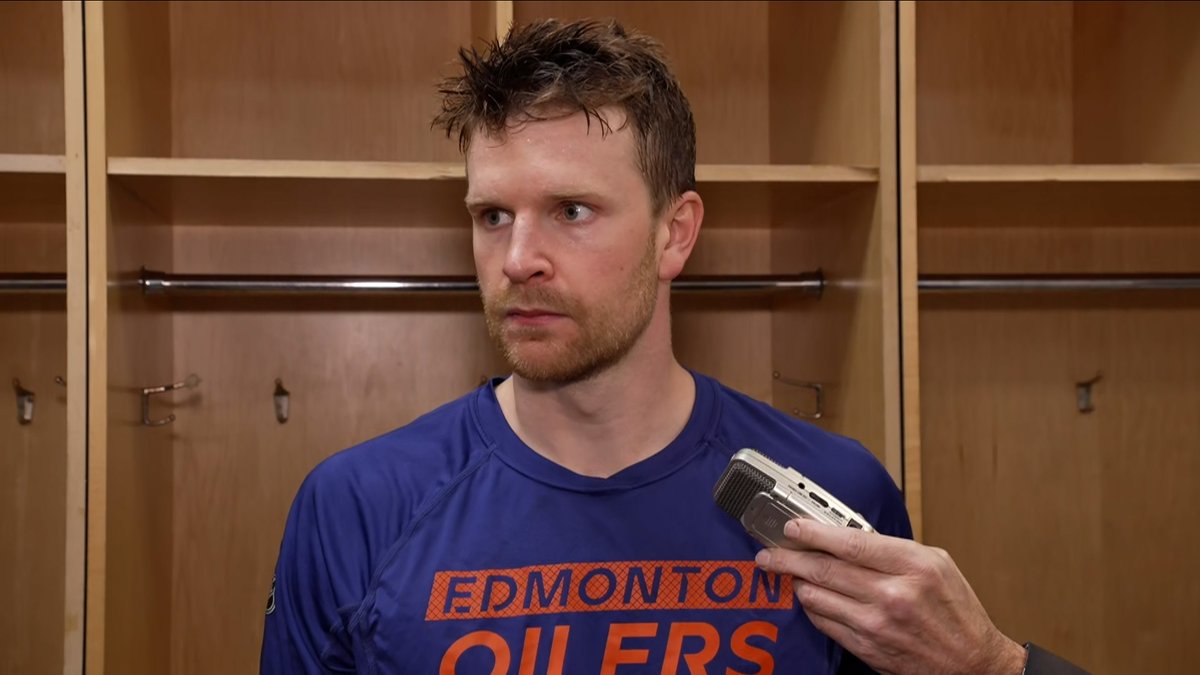 "I think we just started giving them too much time in the zone &amp; they took a little bit of momentum from that. Gotta do a better job closing time &amp; space &amp; not letting pucks get to the net." Brett Kulak on the #Oilers loss to New Jersey. Enterprise | #LetsGoOilers