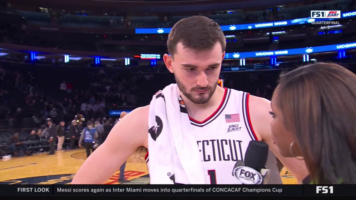 "I just had to flip that switch and be the confident player that I know I am." UConn Men's Basketball's Alex Karaban joined Kristina Pink after the win in the BIG EAST MBB tournament quarterfinals