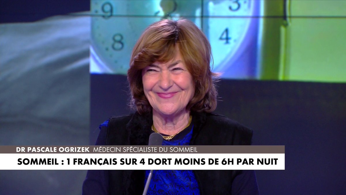 Docteure Pascale Ogrizek, médecin spécialiste du sommeil, apporte une analyse alors que 1 Français sur 4 dort moins de 6h par nuit : «Une bonne nuit de sommeil, c’est se réveiller en forme et le rester tout au long de la journée», dans #LaMatinale