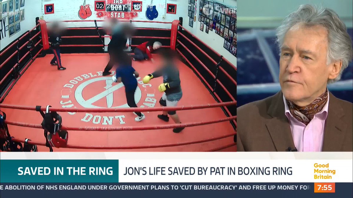 77-year-old boxing coach Jon McKenna was running a kids' sparring session last month when he collapsed in the ring. He was having a heart attack and wasn't breathing. Pat Harris came to his rescue and performed CPR until paramedics arrived, saving his life.