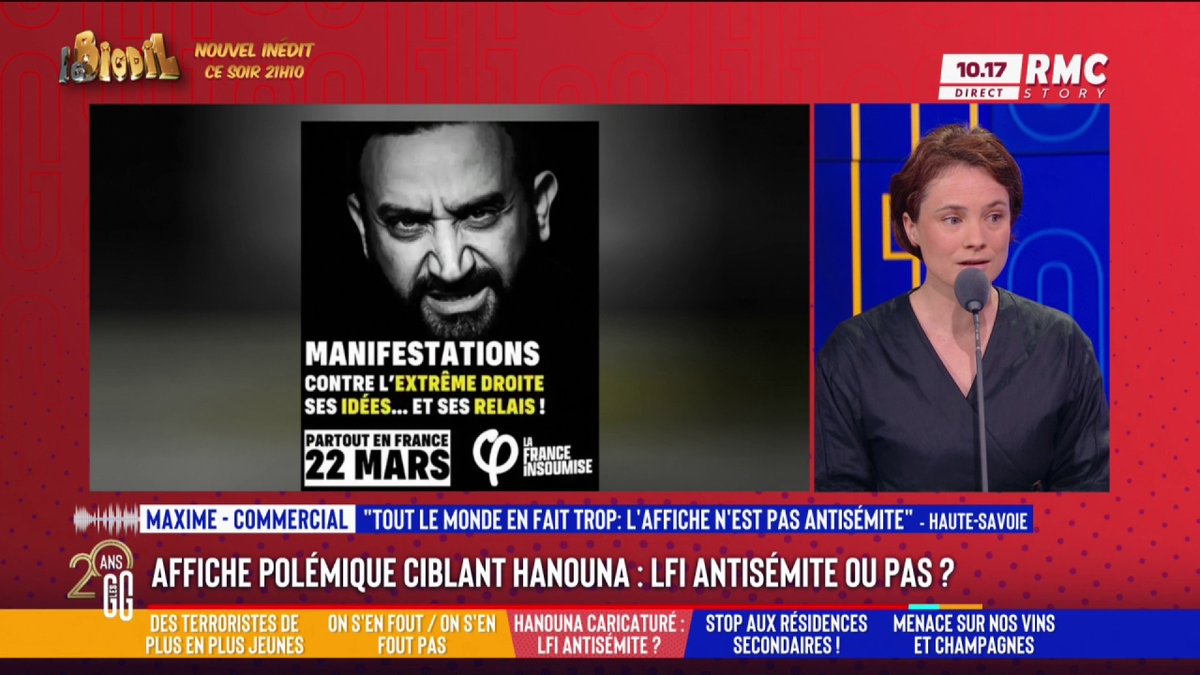 📇 Affiche polémique ciblant Hanouna : "Ça me fait peur" 🗣️ Éléonore Lemaire : "J'ai voté Mélenchon, mais je suis choquée par cette affiche. Je ne me retrouve plus dans ces valeurs de gauche." #GGRMC
