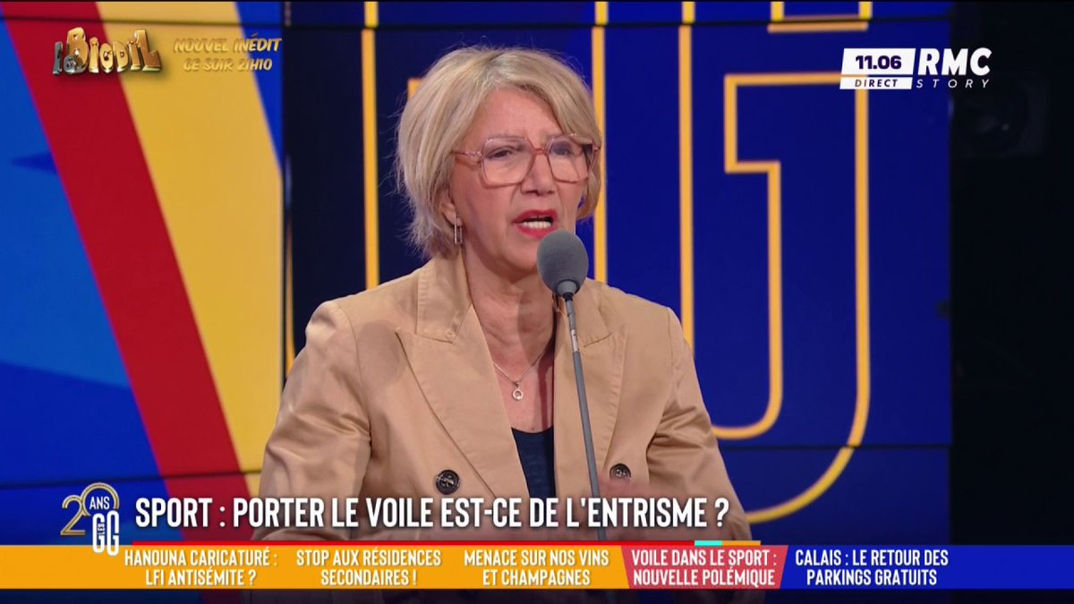 🏆 Sport : porter le voile est-ce de l'entrisme ? 🗣️ Zohra Rose Bitan 🌹🎗️SoutienFD0🦩 : "Le voile est un symbole de patriarcat et de soumission. Il n'a pas sa place dans le sport. Ce n'est pas un bout de chiffon, c'est un symbole de foi... il supprime la neutralité." #GGRMC