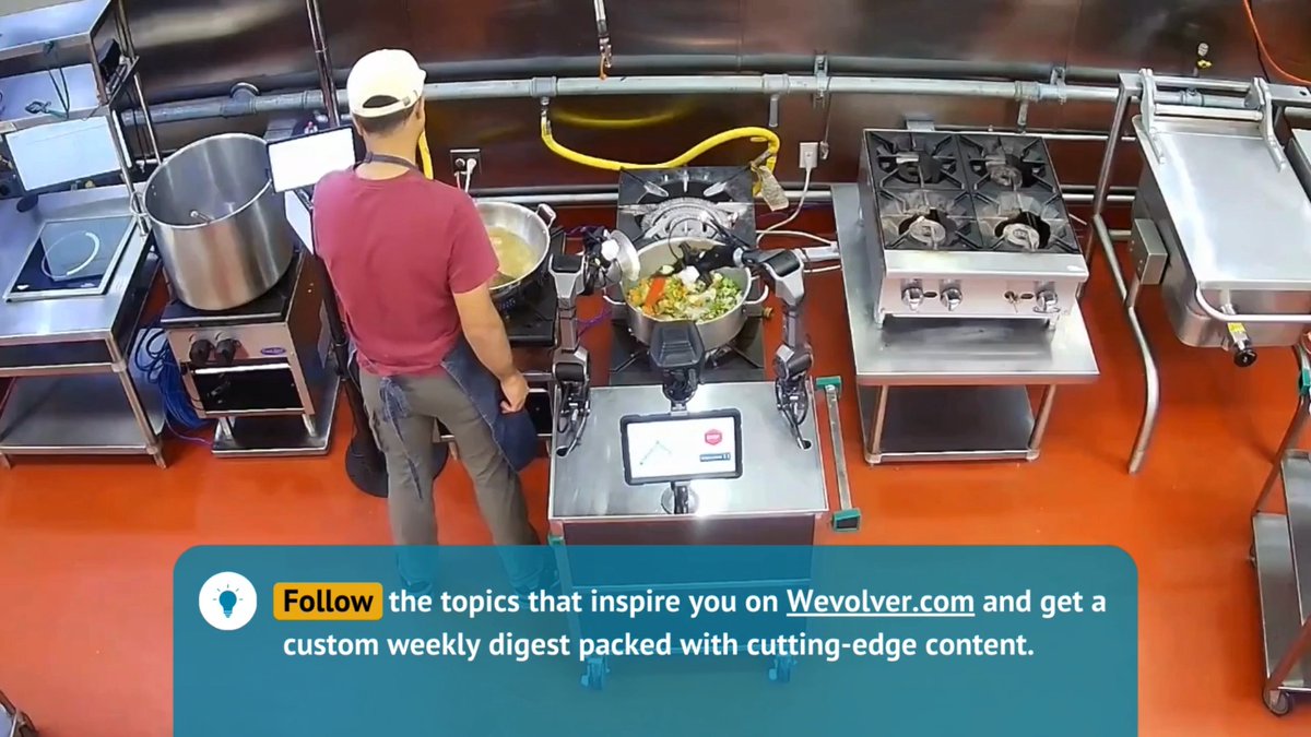 Meet Zippy, the Robotic Chef: - Used in kitchens by Michelin-star chefs - Trained on over 5 million recipes - Learns new recipes from a single demonstration - Easy to integrate into commercial kitchens Zippy’s system uses multi-modal perception and heat transfer modeling to adapt to ingredient and appliance variations, similar to how an expert chef would. It operates with a mix of autonomy and remote control to handle new scenarios and improve over time. Video source: CloudChef / Zippy #robotics #technology #engineering #stem #innovation #robots #automation ————————————— Stay ahead of the curve in engineering! Follow the topics that inspire you on Wevolver and get a custom weekly digest packed with cutting-edge content! Follow now: