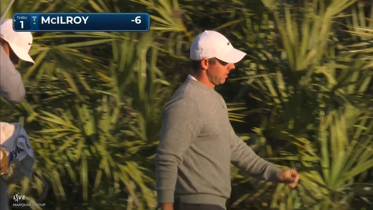 HOT OUT THE GATE! 🔥 Rory McIlroy chips in for an opening birdie 👌