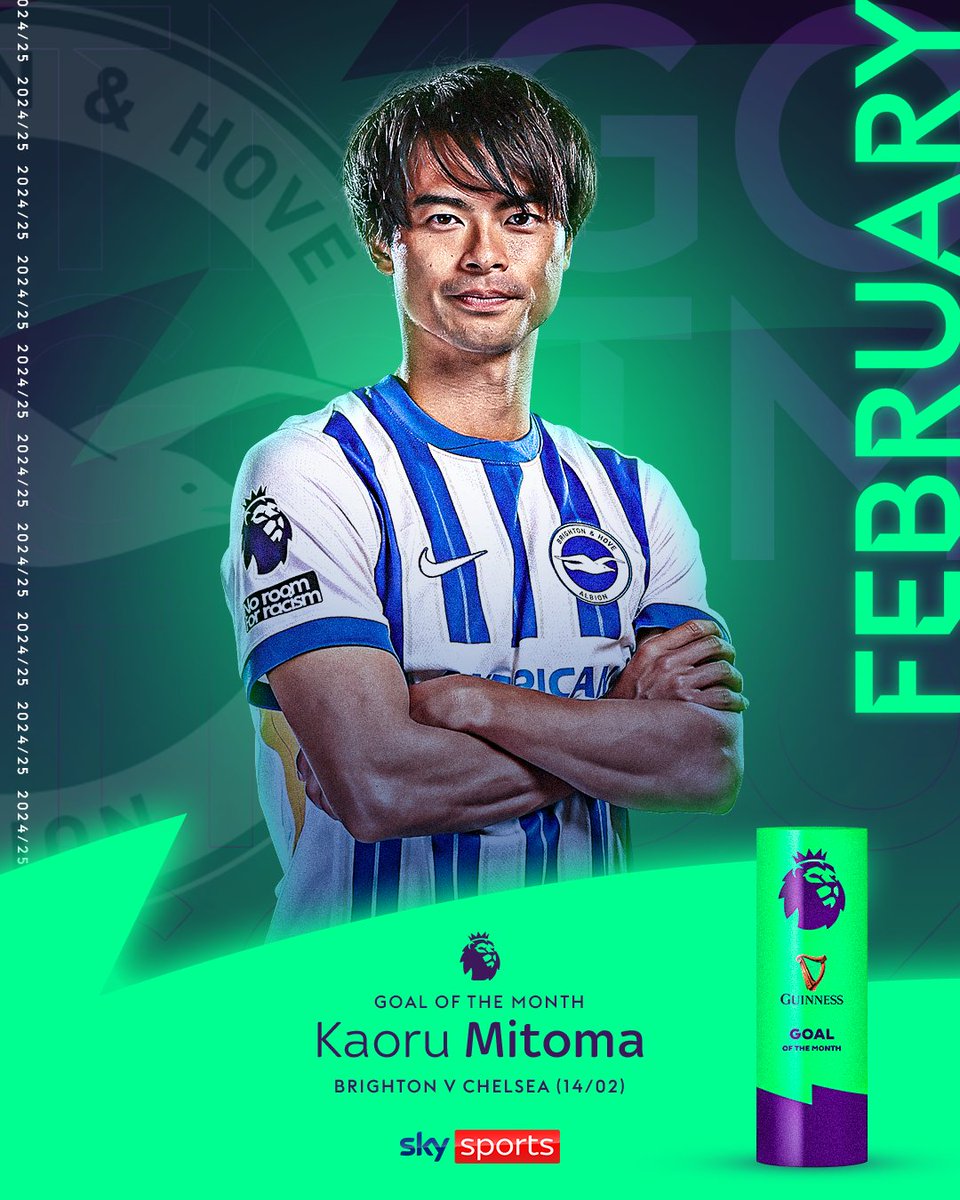 Kaoru Mitoma’s 'Messi-like' goal against Chelsea has won him the Guinness Goal of the Month award for February! 🎯