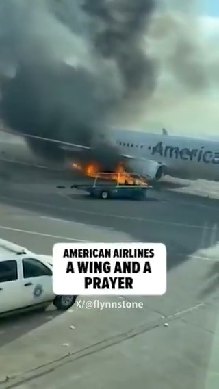 Another day, another plane catastrophe ... an American Airlines flight EXPLODED INTO FLAMES after takeoff! We break down what happened 👉 🎥: X/flynnstone