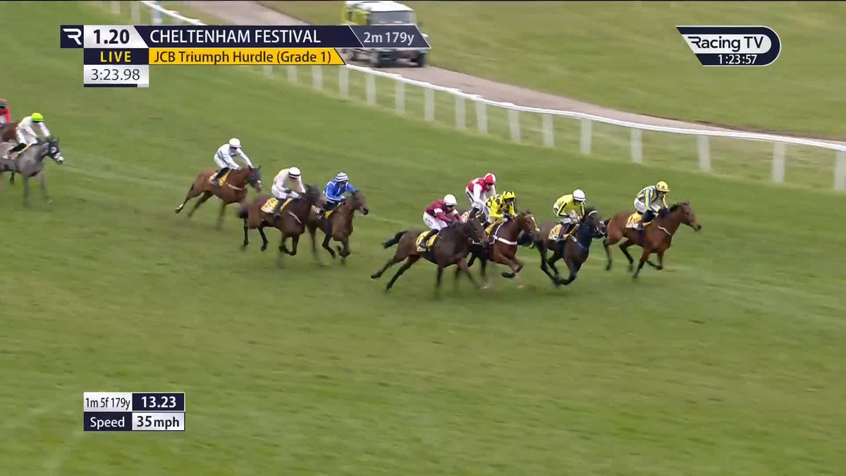 100-1 WINNER and on hurdling DEBUT! Poniros has NEVER jumped a single hurdle in public and gets up on the line to win the JCB Triumph Hurdle for Jonjo O'Neill Jnr 😮