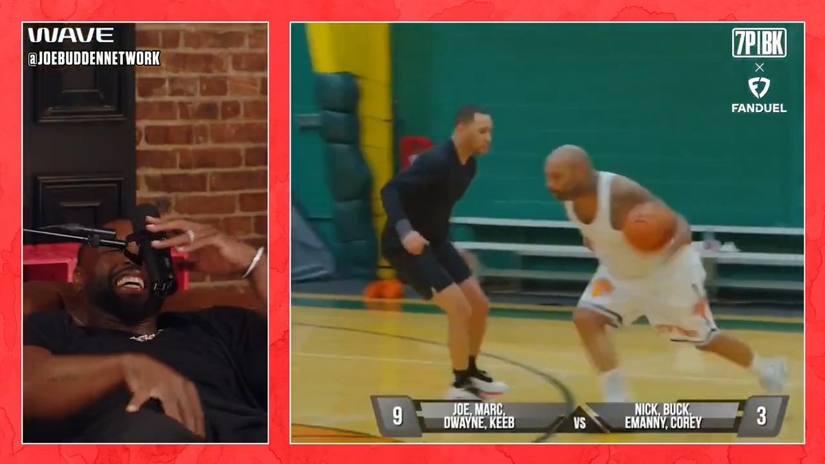 Melo &amp; Wade almost fell to the floor watching Joe Budden hoop 😭