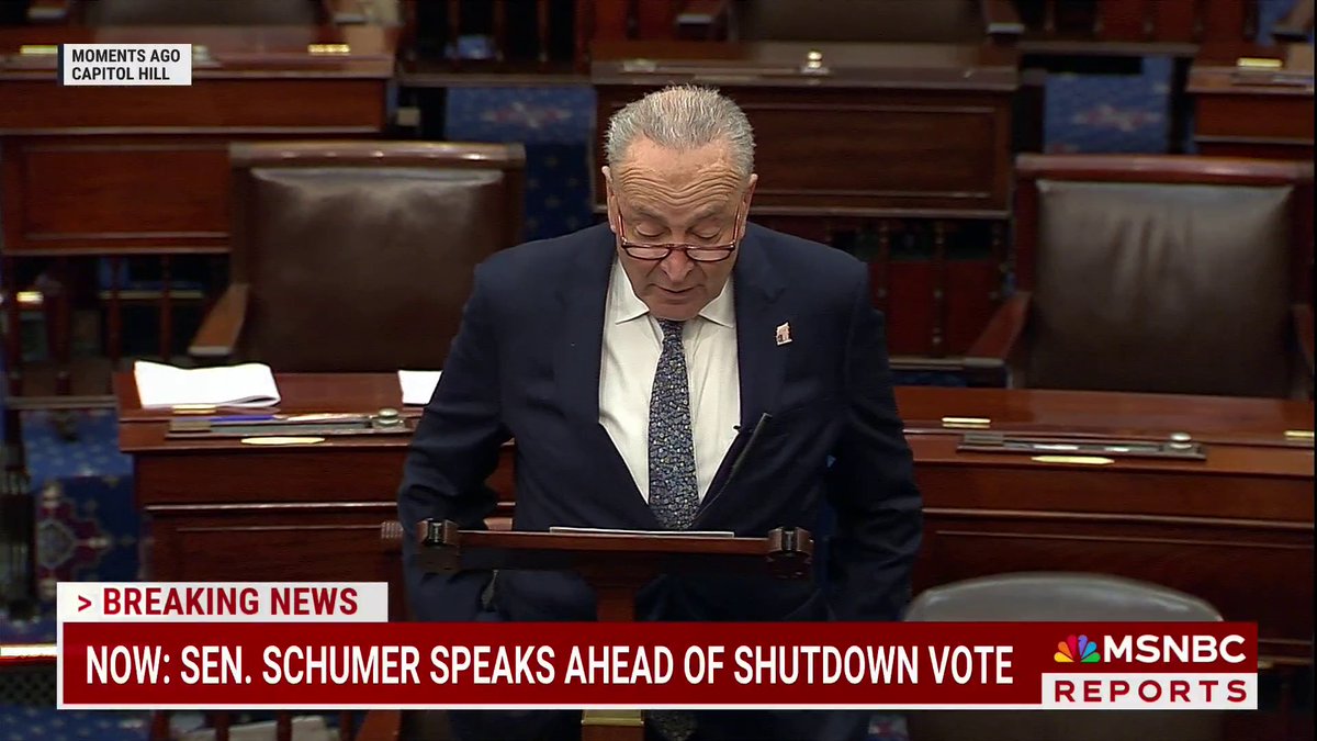 "A shutdown will allow Doge to shift into overdrive" MOMENTS AGO: Sen. Schumer speaks ahead of shutdown vote after announcing on Thursday he will vote to advance GOP funding bill,