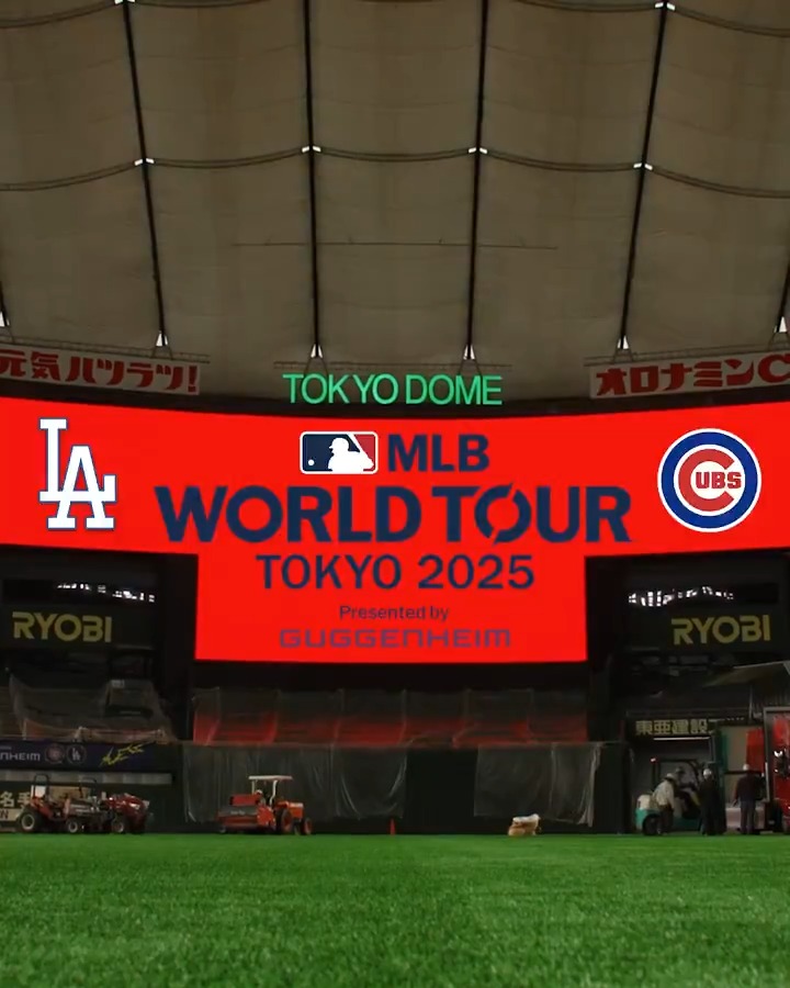 The Tokyo Dome is gearing up for the Chicago Cubs and Los Angeles Dodgers! #TokyoSeries (MLB x Guggenheim Partners)