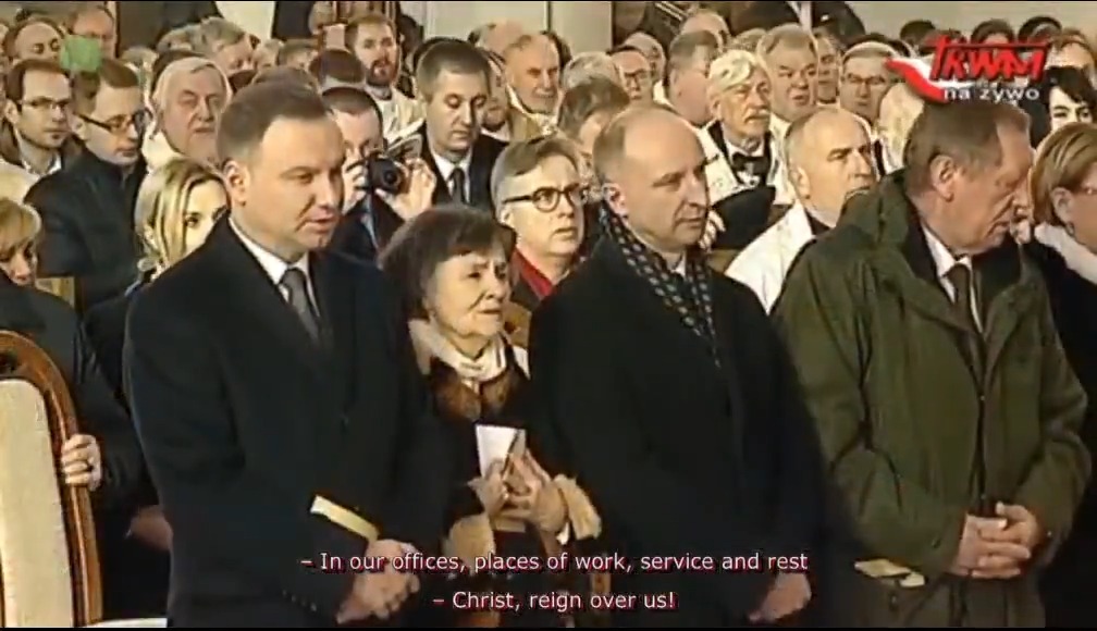 Speaking of the "controversial" phrase "Christ is King"... the President of Poland and our bishops have officially recognized Jesus Christ as King in Poland and we're not going to apologize for it. Here is a video of the ceremony:
