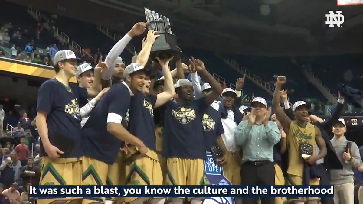 #OnThisDay in 2015 | Notre Dame Men's Basketball hoisted the trophy after winning the 2015 ACC Championship — the program's first conference championship. The '15 squad alums looked back fondly on the memories they made along the way 👇 #GoIrish ☘️