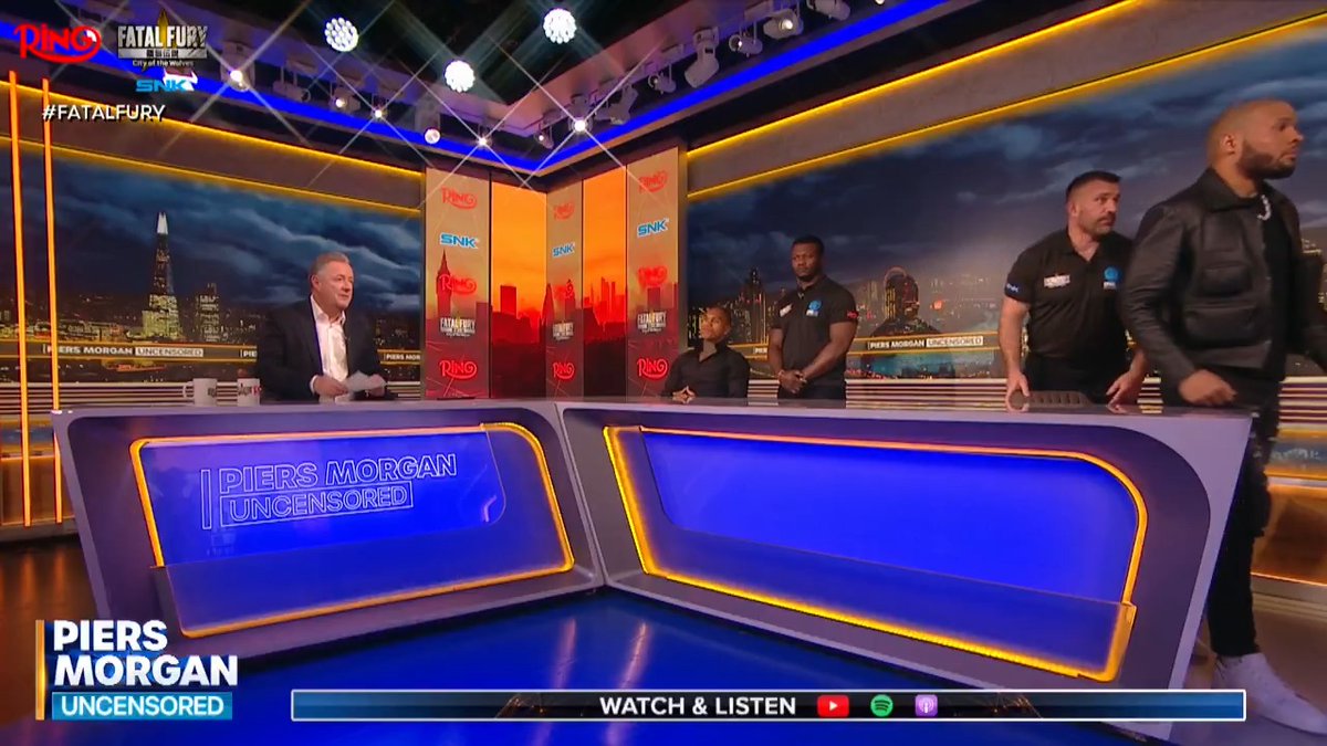 .Chris Eubank Jr makes a swift exit after Piers Morgan repeatedly asks why he doesn't accept Conor Nigel Benn being cleared over his positive drugs tests. 📺 #FatalFury @RingMagazine showdown on April 26th in collaboration with @KOFstudio_EN.