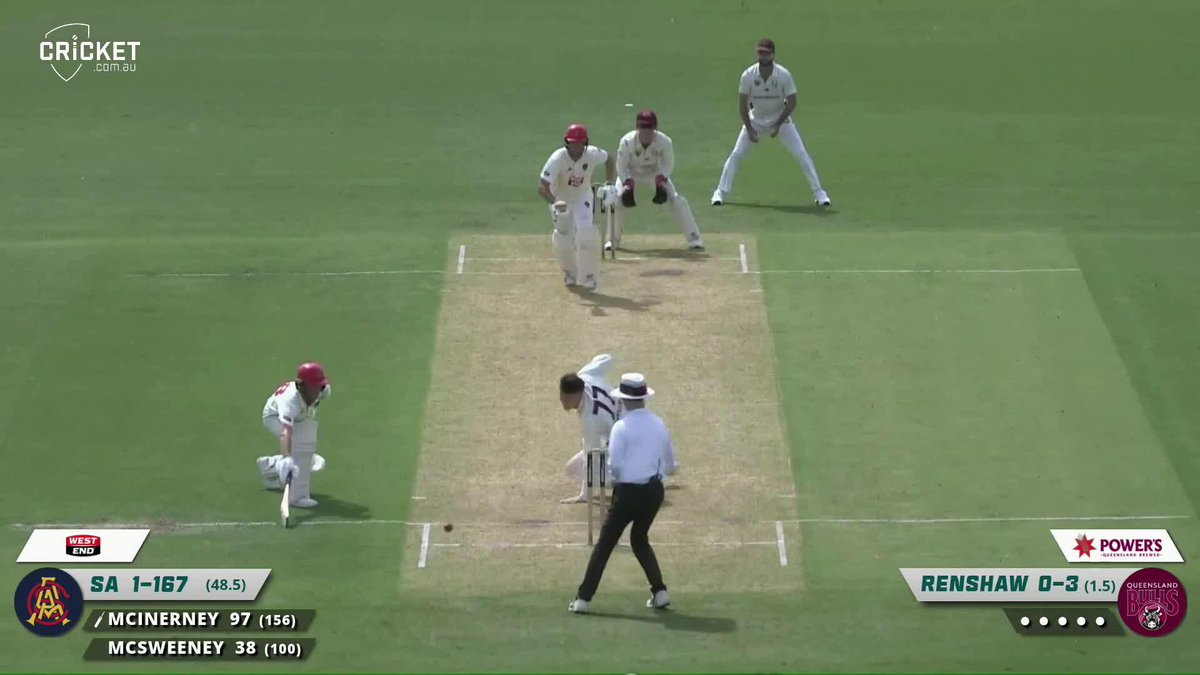 Driven down the ground for a maiden #SheffieldShield century ๐ฏ Conor McInerney gets to three figures for the first time after his debut in 2015 and there's no hiding what it means to him!