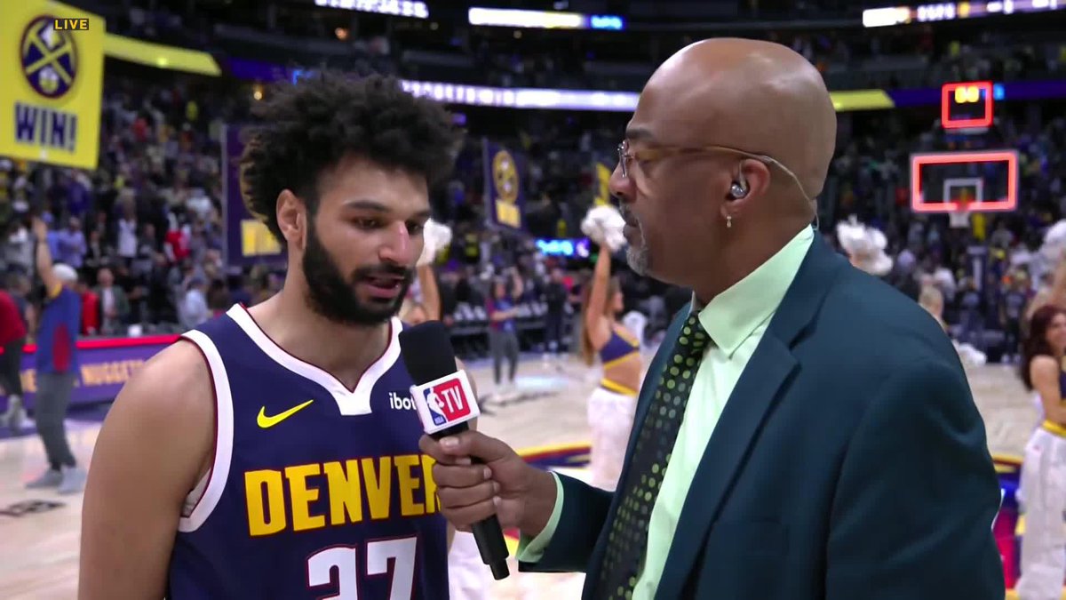 "That's my best friend on the court" 🤝 Jamal Murray talks his and Jokić's ability to bounce back with Dennis 3D Scott after the Denver Nuggets W ⛏️