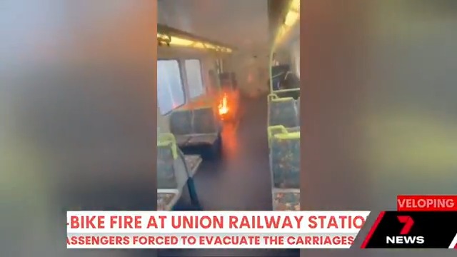 BREAKING: An e-bike fire has triggered a train evacuation, at Union Railway Station in Melbourne’s east. #7NEWS