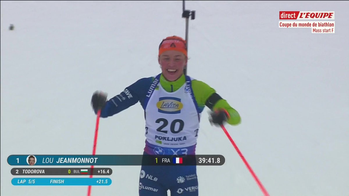 🇫🇷 VICTOIRE DE LOU JEANMONNOT SUR LA MASS START À POKLJUKA ! #lequipeBIATHLON