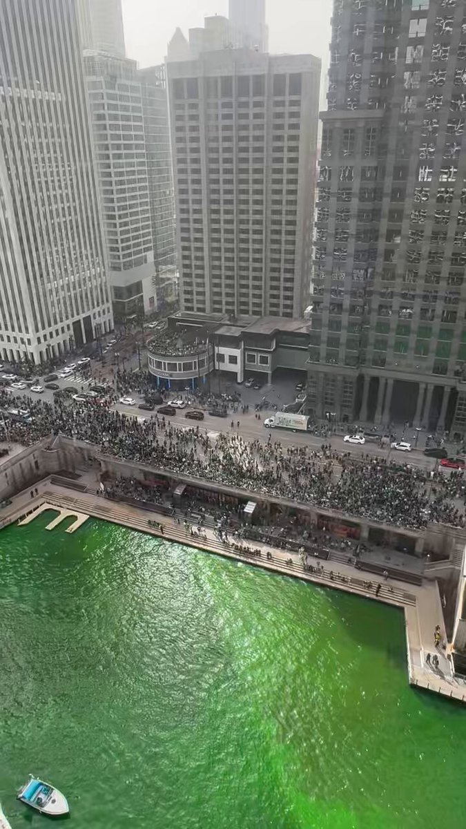 The river is officially green. This is your sign to crack open that green beer.