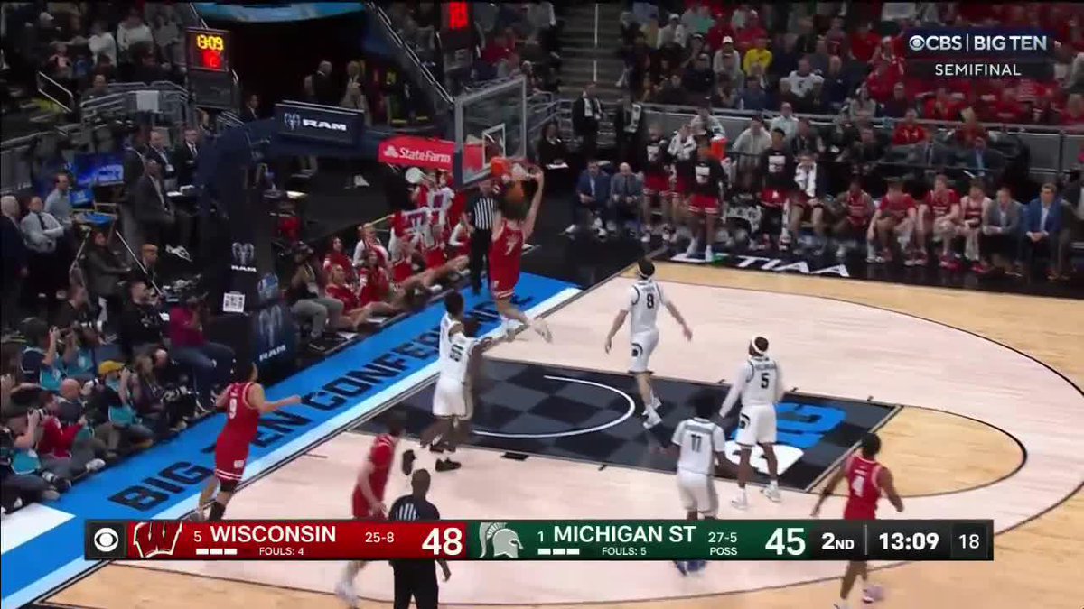 GILLY JAMES‼️ Carter Gilmore drives for the Wisconsin Basketball highlight jam. #B1GMBBT on CBS 📺