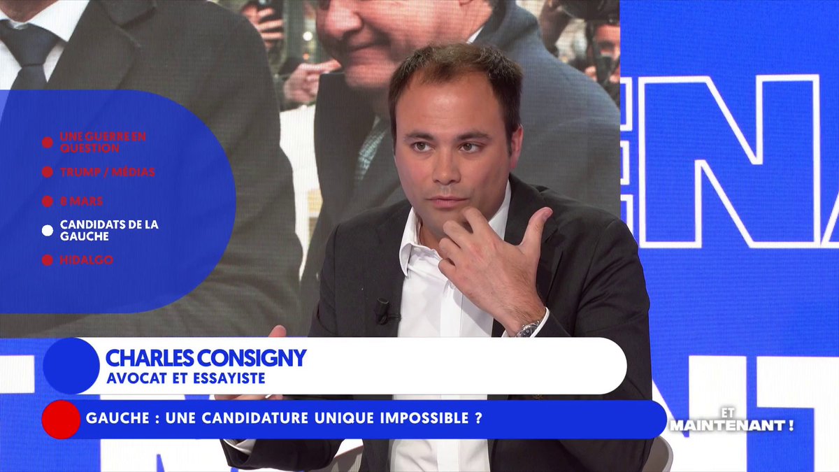 « Le #PS n’est plus dans le match du leadership à gauche … ce sont des apparatchiks qui n’impriment plus médiatiquement ! Le match se joue entre Hollande, Glucksmann et Mélenchon » #EtMaintenant Charles Consigny