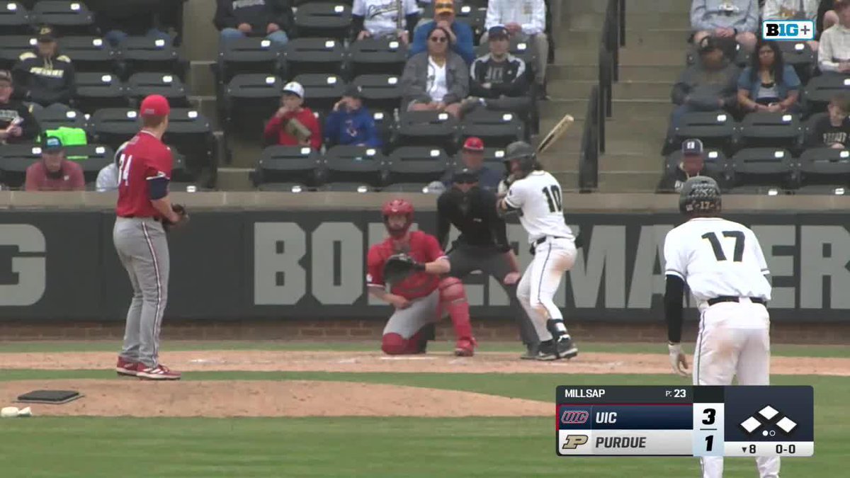 🚀 4th Slam of the season by a Boilermaker. 2nd Saturday in a row a #Purdue player has connected for a go-ahead Slam. #BoilerUp Logan Sutter 💥 ⛽️ Exit Velo: 105mph 📐 Launch Angle: 27 Degrees 📏 How Far Did It Fly: 408 Feet