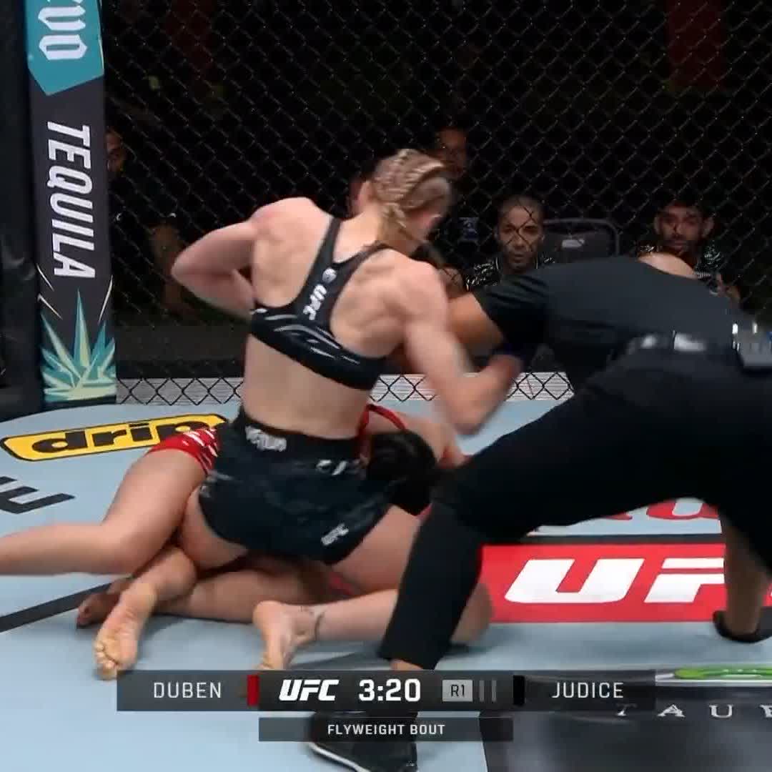 JUST LIKE THAT 😮‍💨 Carli Judice starting the night off with a first round KO! #UFCVegas104